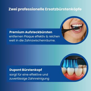 Електрична звукова зубна щітка з 5 режимами та акумулятором на 120 днів – ультразвукова щітка з розумною насадкою (Black 2 змінні насадки)