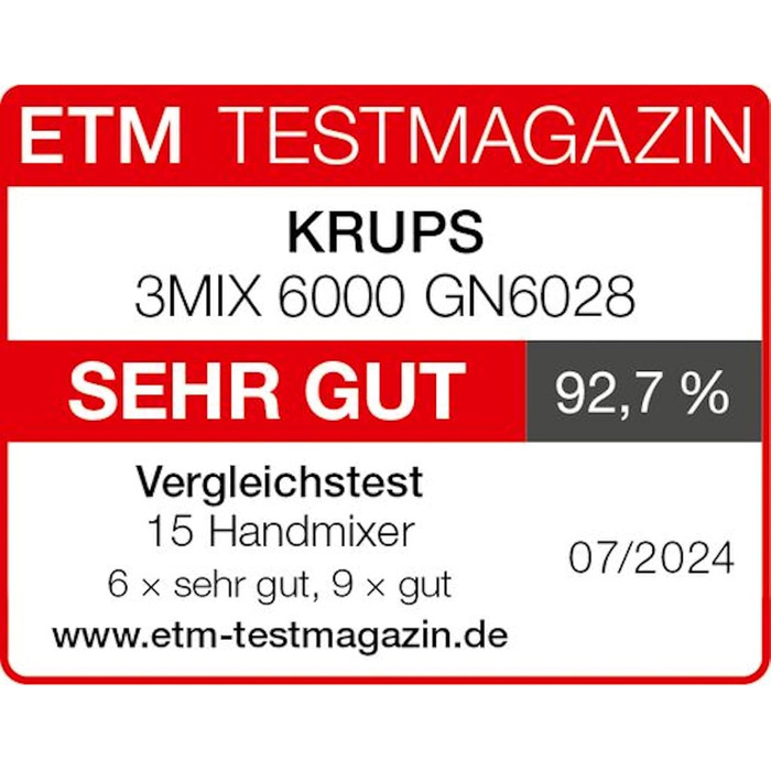 Міксер ручний Krups 3 Mix 4000, 450 Вт, білий/сірий - насадки для збивання та замісу тіста