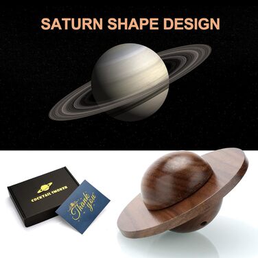 Набір для копчення коктейлів та віскі, з 4 дерев'яними стружками, подарунок на День батька, для Old Fashioned, коктейлів, віскі, бурбону, кави, м'яса, горіхів Saturn - горіх