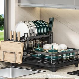 Сушарка для посуду з нержавіючої сталі Abtropfgestell 2-ярусна з піддоном та тримачем для столових приборів