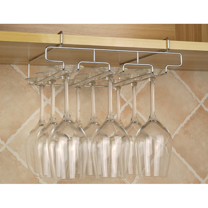 Підставка для склянок BAFVT – 2-ярусна, з нержавіючої сталі, для кріплення під шафку, органайзер для склянок (срібляста)