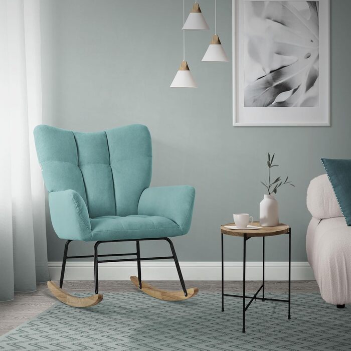 Крісло-гойдалка ML-Design Salbei з оббивкою під фліс, дерев'яні полози, для вітальні/спальні/балкона