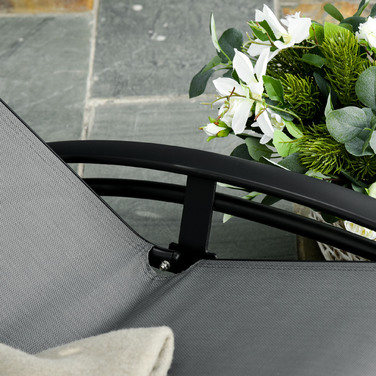 Шезлонг садовий, розкладний, з регульованою спинкою, алюмінієвий, сірий