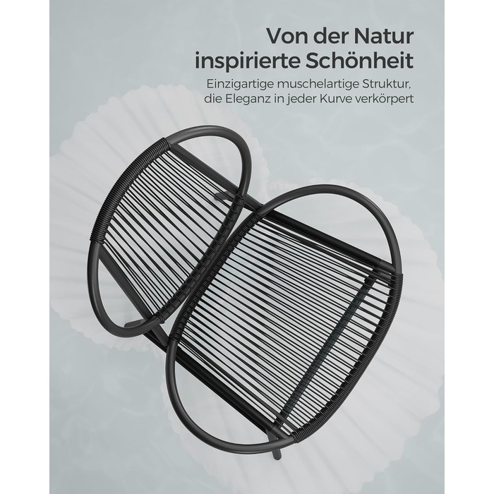 Набір садових меблів SONGMICS з поліротану для балкона та тераси: стіл та 2 крісла (чорний)