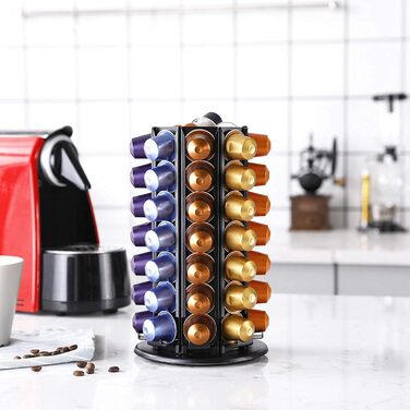 Тримач для капсул кави Bagoo для Nespresso з поворотним механізмом 360° та додатковим відсіком для капсул (56+)