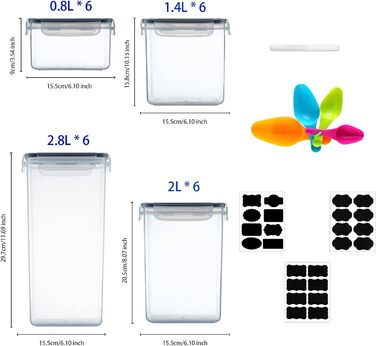 Набір контейнерів для зберігання SOSINYA 24 шт. з кришкою, герметичні, для кухні, BPA-free