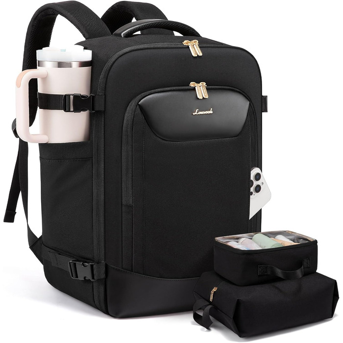 Чорний жіночий рюкзак OVEVOOK для подорожей та ділових поїздок, 40л, водонепроникний, з органайзером для взуття