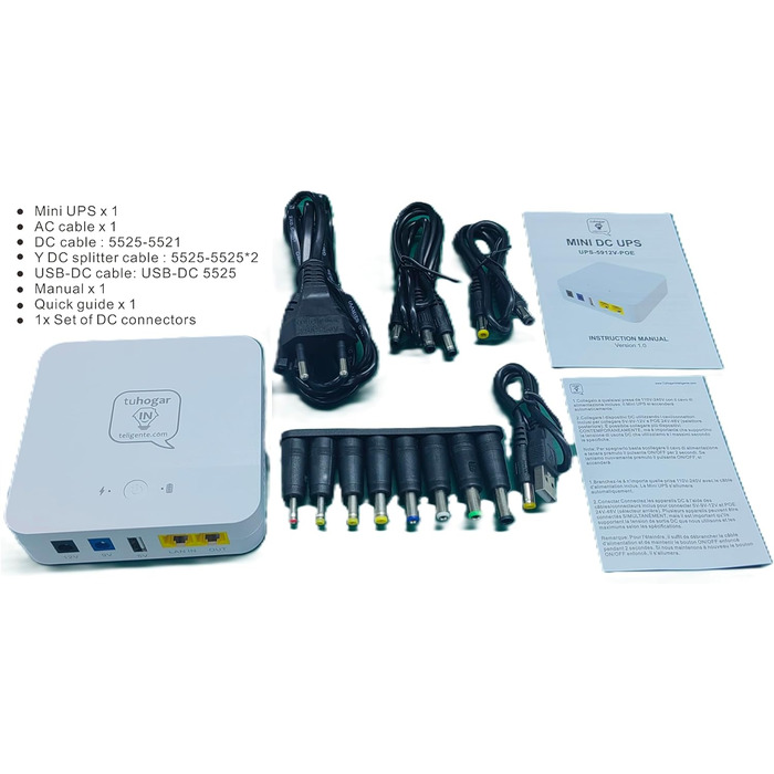 Mini UPS з внутрішньою батареєю високої ємності: 5V/9V/12V/PoE виходи для роутерів, камер, сигналізації