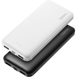 Комплект з 2 шт. , USB-C вхід/вихід, 2 USB 2.4A, для смартфонів, iPad (білий і чорний), 10000mAh