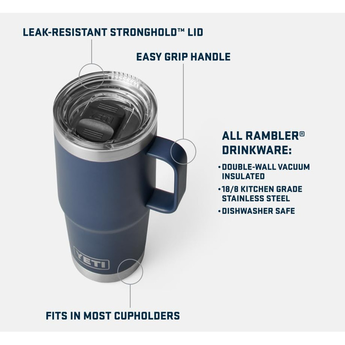 Термос YETI Rambler з кришкою Stronghold, чорний, 20 oz (591 ml)