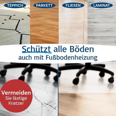 Захисна килимок KARAT для твердих підлог - 114 x 200 см, молочно-білий - захист для офісного крісла, килимок для паркету, ламінату, з поліпропілену (Revolution)