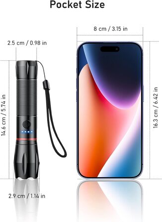 Ліхтар Blukar LED Flash, 2000 люмен, 5 режимів, IPX6, акумуляторний, 2 шт. и, чорний