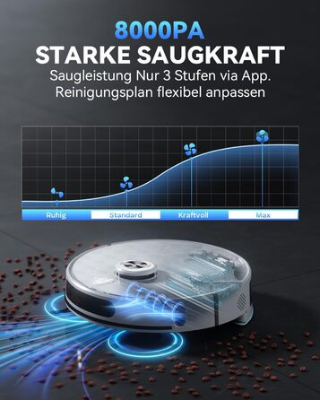 Робот-пилосос Tesvor S8 Pro з функцією миття - 8000Pa, LiDAR-навігація, 240 хв роботи, керування через додаток/Alexa, для прибирання шерсті тварин, килимів та твердих підлог