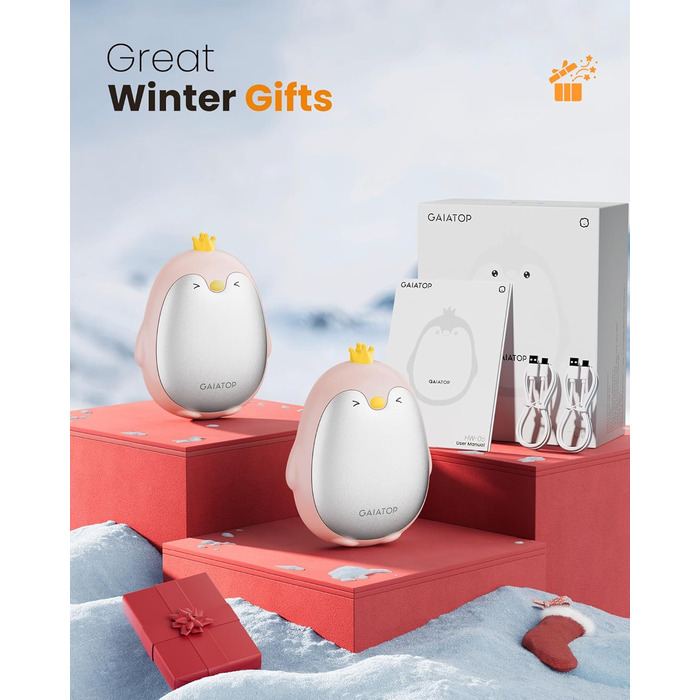 Електричні грілки для рук Gaiatop, 2 шт. з 3 режимами нагріву, магнітні, портативні, багаторазові. Ідеальні для кемпінгу, піших прогулянок, полювання, подарунок для жінок та чоловіків (світло-рожевий)