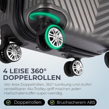 Набір валіз xRace 3-частинний ABS, 20/24/28 дюймів, ручна поклажа, TSA замок, 360° колеса, стійкий до ударів, преміум підкладка