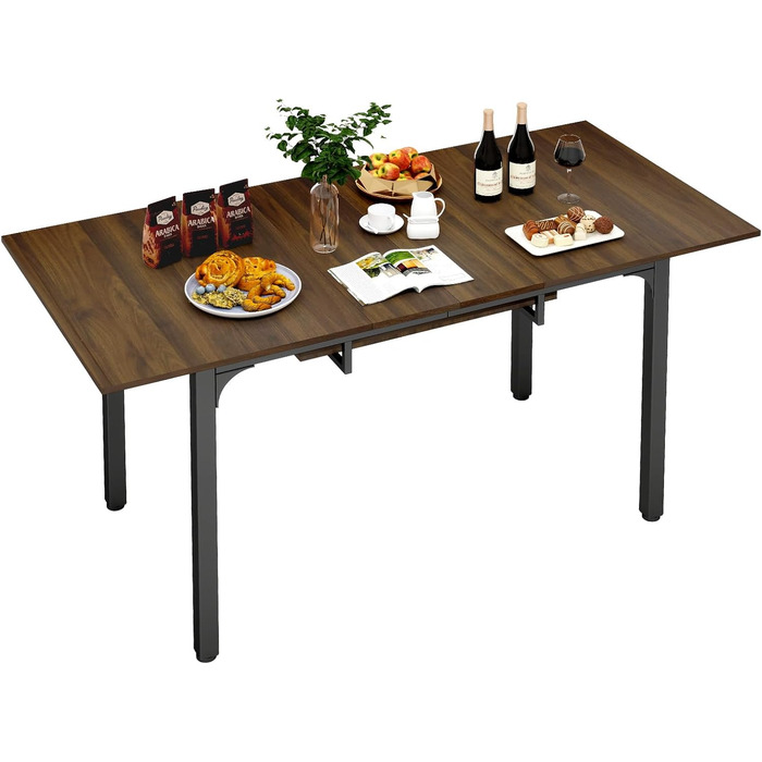 Розсувний стіл Artethys 105/150x70 см - індустріальний обідній стіл для кухні, вітальні, їдальні. Прямокутна стільниця, дерев'яний стіл на металевих ніжках, на 4-6 осіб