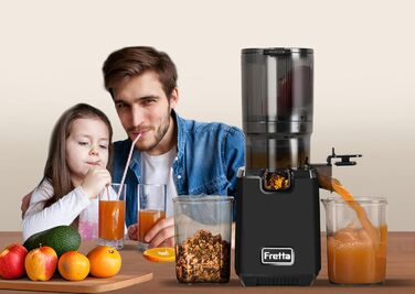 Фреш-прес Fretta Slow Juicer: Швидкий та Зручний Електричний Соковитискач для Овочів та Фруктів (1.8л, 250W, Чорний)