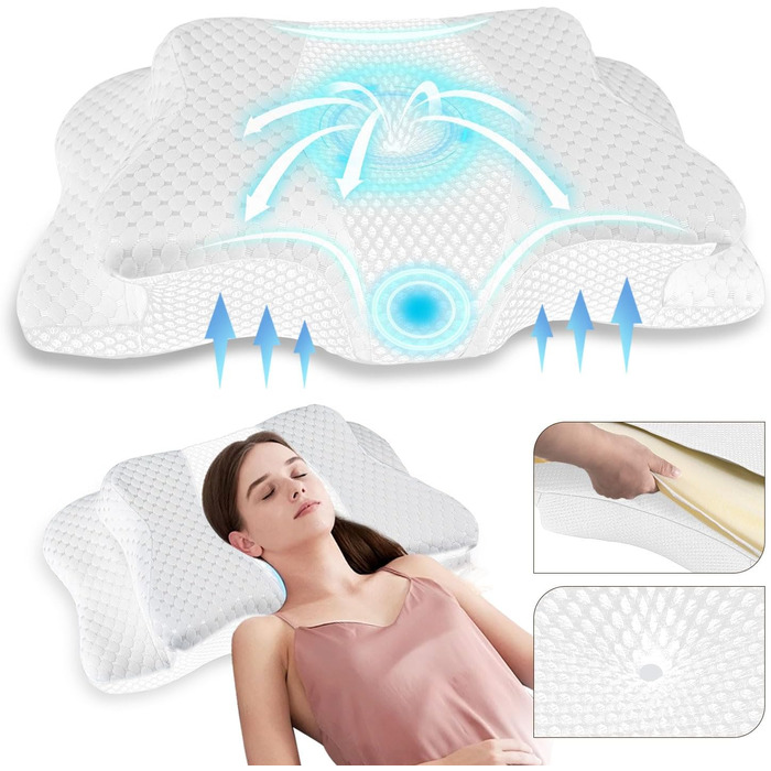 Ортопедична подушка для шиї з memory foam, регульована, ергономічна, для комфортного сну, без запаху, контурна подушка для сну на боці