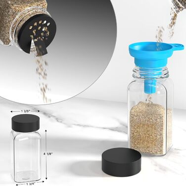 Набір баночок для спецій на 24 шт. (120 мл) – чорний, з кришками, ситечком, воронкою та 340 етикетками | Органайзер для спецій