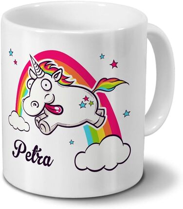 Кружка 'Petra - Crazy Unicorn - Іменна кружка, кружка для кави, горнятко - Біла