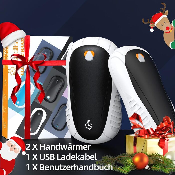 Електричний грілка для рук FANDLISS 5200 mAh (2 шт.) - 3 режими нагріву, для активного відпочинку та зими, подарунок