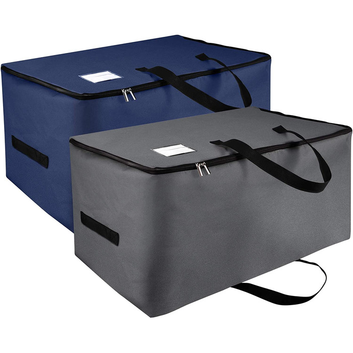 Ультра-великий комод під ліжком, сумка для зберігання під ліжком на блискавці з ручками, складаний органайзер для ковдр, подушок, одягу 70x42x35 см (темно-сірийтемно-синій, 100 л)