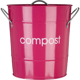 Компостний контейнер з ручками та внутрішнім відром, оцинкована сталь/цинк/пластик, фуксія рожева, 0510024