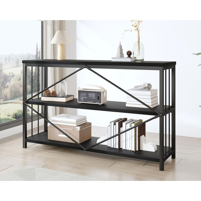 Стелаж IBF з 3 полицями, індустріальний стиль, 120x34x74 см, чорний
