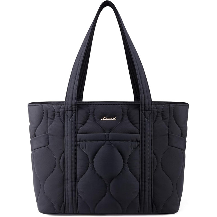 Сумка для ноутбука LOVEVOOK 15.6 дюймів, жіноча сумка-шоппер, велика містка сумка-тоут для роботи, навчання, подорожей, чорна