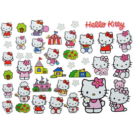 Набір XL Картинки/наклейки на вікна - Hello Kitty - Наклейки на малюнки на вікна для дівчаток з дитячої кімнати Квіти котів - наклейки на стіну з наклейкою на стіну, 40 шт.