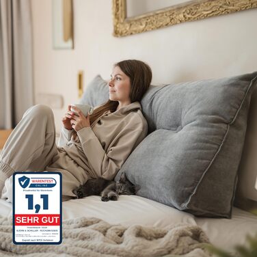 Підвалинник для спини Björn&Schiller - подушка для читання для ліжка та дивана, клиновидна подушка, спинка для стіни, сидіння, подушка для стіни, велика знімний чохол (Сірий, 140 см)