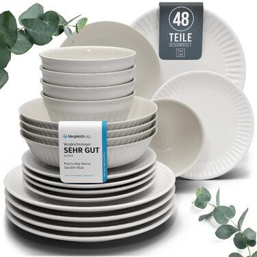 Набір посуду Steingut Hygge 24 шт. для 6 осіб (світло-сірий), Tafelservice, Pure Living, TESTSIEGER