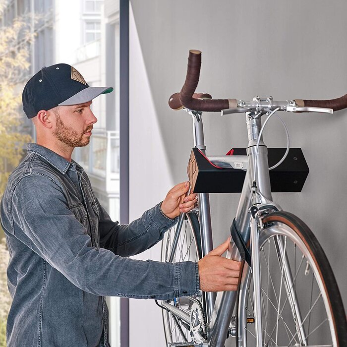 Настінне кріплення для велосипеда PARAX D-подібна стійка з індивідуальним дизайном з алюмінію і дерева, кріплення для велосипеда для дорожнього велосипеда, гравійного велосипеда, туристичного велосипеда, настінне внутрішнє сховище для вітальні (L (Ширина 