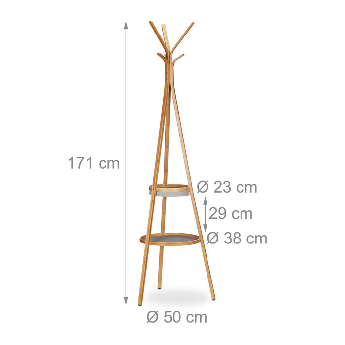 Бамбукова вішалка для одягу Relaxdays з полицями