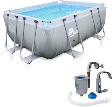 Ваш сімейний басейн GEAR XL сірий 3x2x1 м з набором скімерів - басейн зі сталевим каркасом Садовий басейн Басейн Басейн Басейн Дитячий басейн