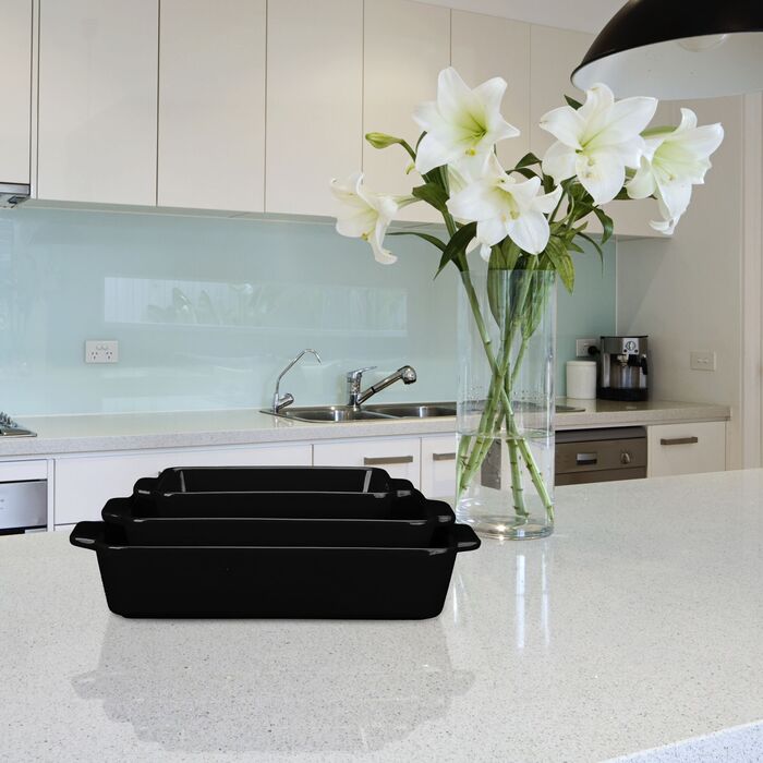 Набір форм для запікання Relaxdays, 3 шт., кераміка, чорний