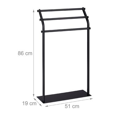 Підставка для рушників Relaxdays з 3-ма підлокотниками, чорного кольору