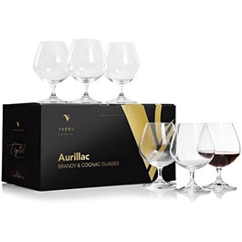 Набір келихів для коньяку, бренді та віскі Veenu Crystal Aurillac (6 шт.) | 400 мл, без свинцю