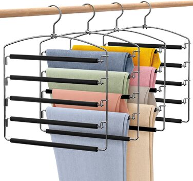 Набір вішалок для штанів Housolution 4 шт. з антиковзним покриттям, чорного кольору