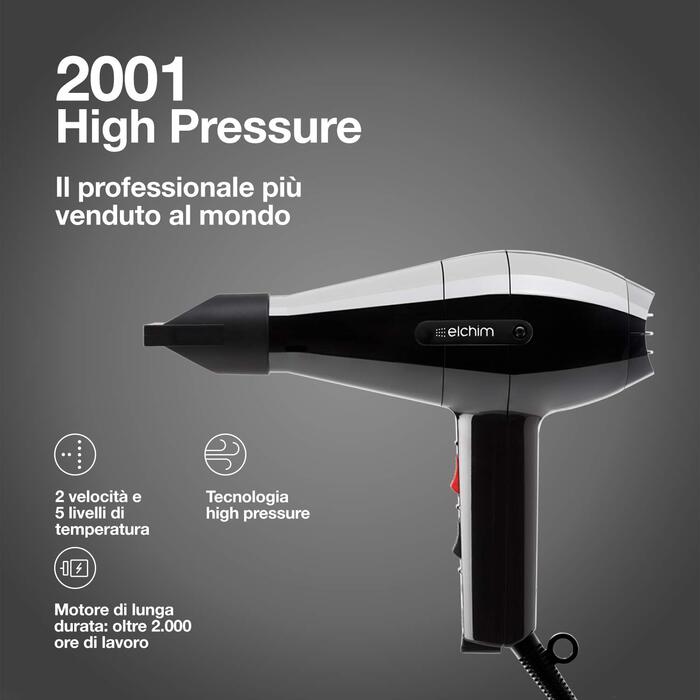 Elchim 2001 High Pressure - Професійний фен, Made in Italy, 2000W | Elchim