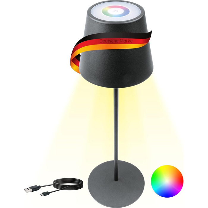 Торшер SCHWAIGER OTL200 - LED лампа, нічник, торшер для саду/інтер'єру, RGB, сенсорне управління, акумулятор, диммування, тепле світло, IP44, антрацит, пластик