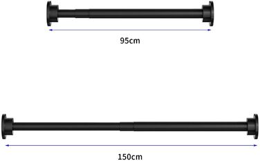 Карниз для душової кабіни Телескопічний карниз 40-230см (95-150см чорний)