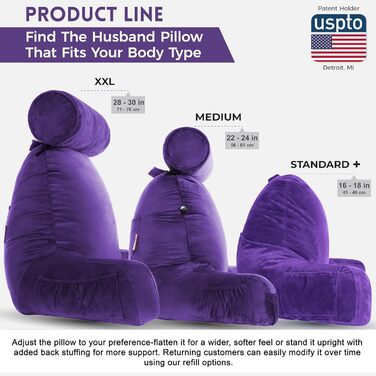 Подушка для чоловіків з підлокітниками - сіра, для читання та відпочинку в ліжку. Преміум піна з ефектом пам'яті, знімна подушка для шиї на еластичному шнурі.