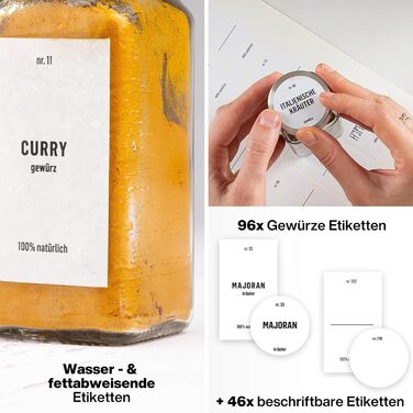 Набір скляних банок для спецій Deco haus® (12 шт.) - організоване зберігання спецій