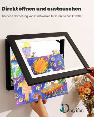 Рамки для фотографій A4, 2 шт. - Чорні, для дитячих малюнків, школи, дому, офісу