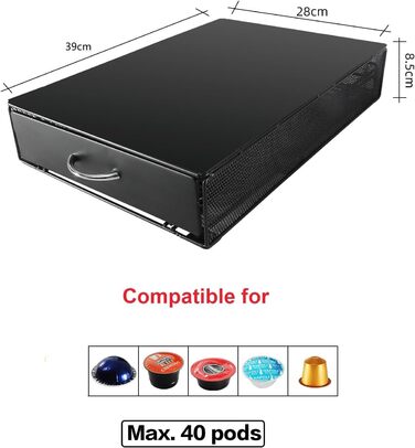 Тримач для капсул кави сумісний з Tchibo Cafissimo, Nespresso Vertuo, K-fee, ALDI Expressi, Lavazza Kapseln. Універсальний органайзер для 40 капсул