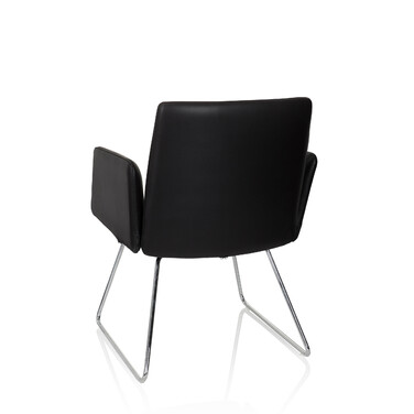 Крісло для відвідувачів DESIGNIA V, штучна шкіра, чорний колір, на коліщатках, hjh OFFICE