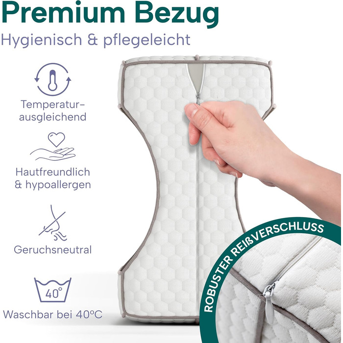 Ортопедична подушка для ніг для тих, хто спить на боці – для полегшення болю в стегнах, спині та колінах | Ергономічна подушка з піною з ефектом пам'яті та антиковзким покриттям.