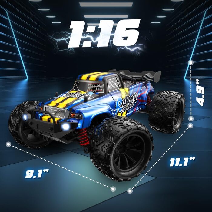 Радіокерований позашляховик Monstertruck 1:16 4WD 40 км/год для дітей та дорослих 8+