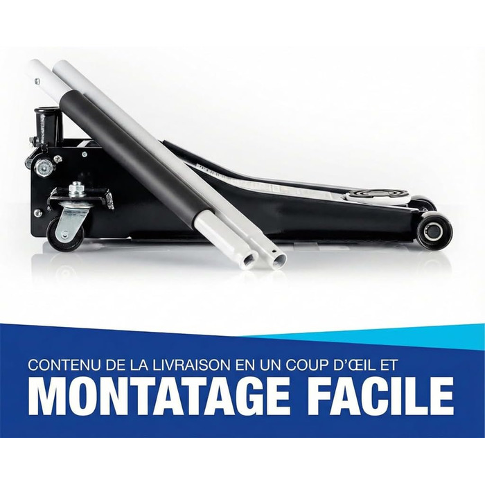 Гідравлічний домкрат NTG 3T з низьким профілем, сертифікований TÜV, для легкових авто та SUV (чорний)